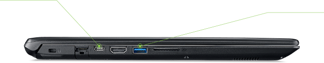 Notebook Acer Aspire 5 A515-51G-C97B entradas laterais esquerda